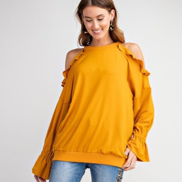 Easel All The Femme Cold Shoulder Pullover Top L - Picture 1 of 6